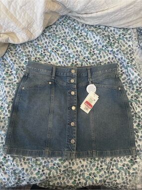 Rails Button-Front Mini Skirt - Denim Blue